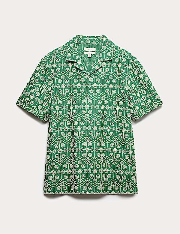 Pure Cotton Embroidered Short Sleeve Shirt - MV