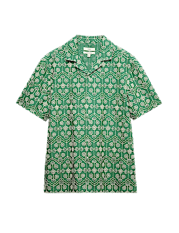 Pure Cotton Embroidered Short Sleeve Shirt