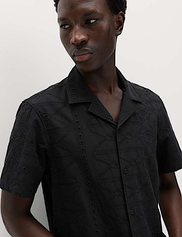 Regular Fit Pure Cotton Embroidered Shirt - AL