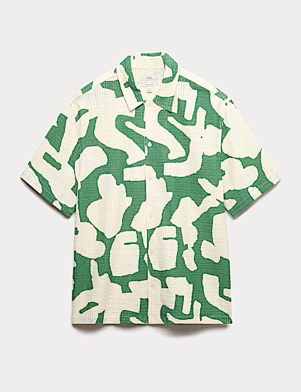Cotton Rich Abstract Print Textured Shirt - JO