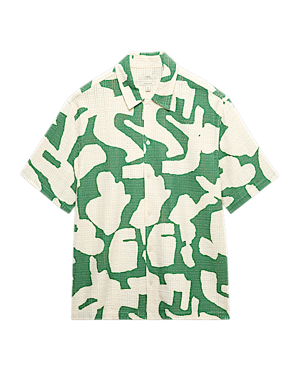 Cotton Rich Abstract Print Textured Shirt