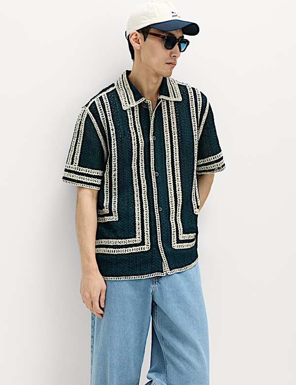 Relaxed Fit Knitted Short Sleeve Shirt