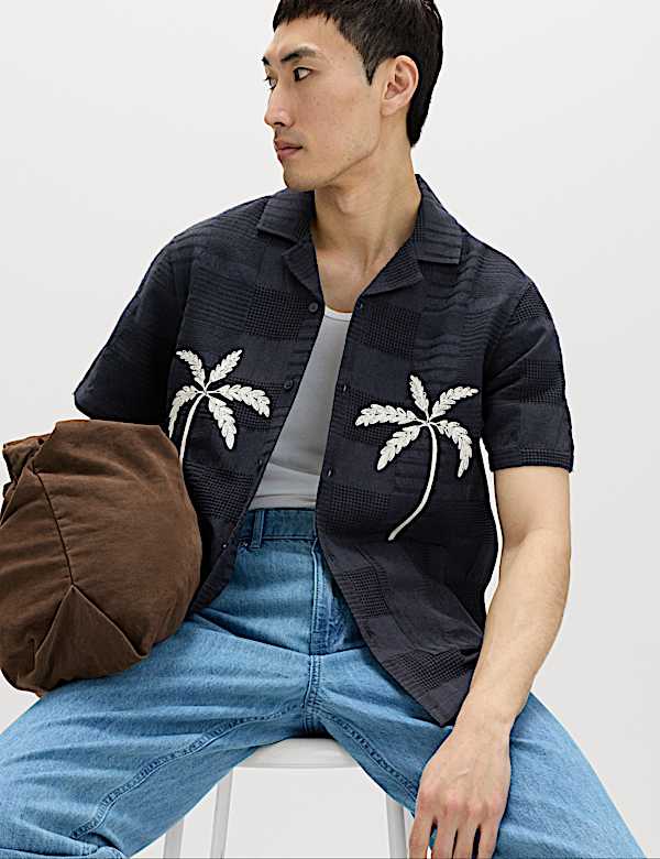 Regular Fit Cotton Rich Textured Shirt