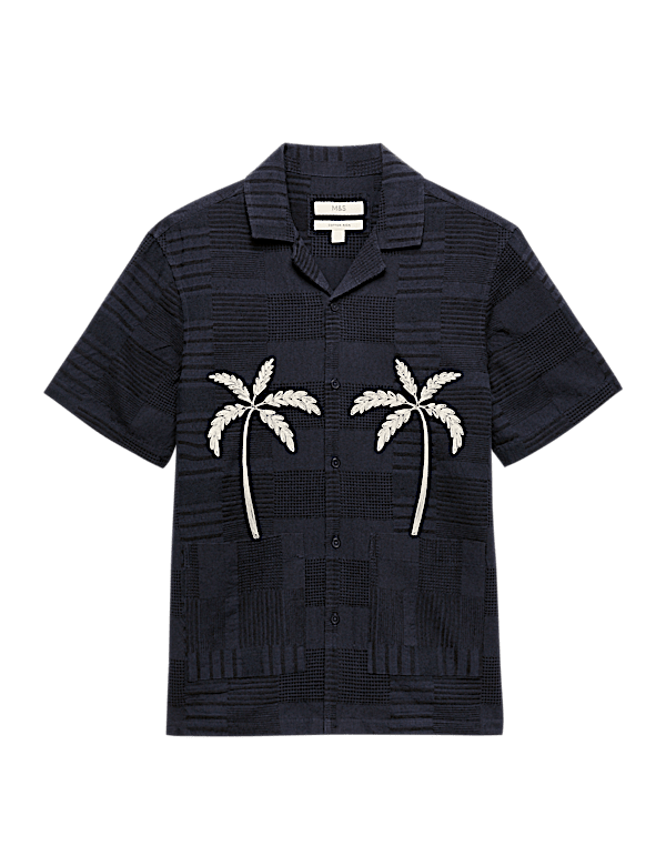 Regular Fit Cotton Rich Textured Shirt