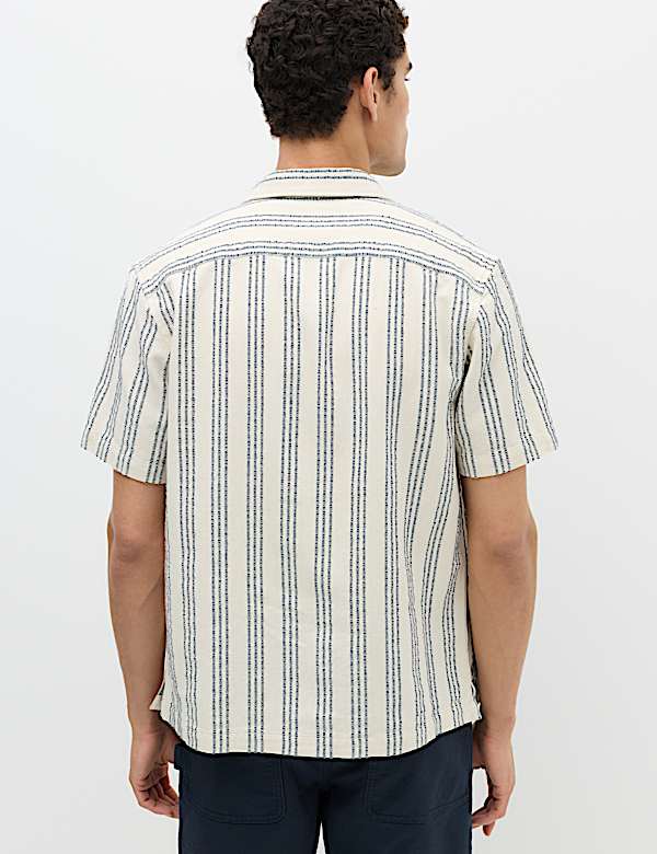 Pure Cotton Textured Short Sleeve Shirt - CN