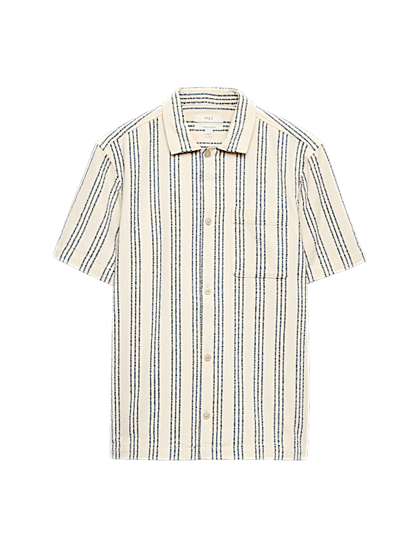 Pure Cotton Textured Short Sleeve Shirt