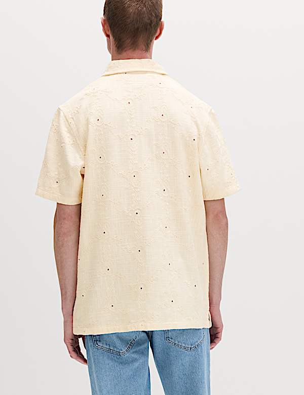 Pure Cotton Embroidered Short Sleeve Shirt - DK