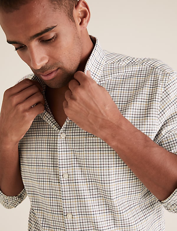 Regular Fit Brushed Cotton Checked Shirt