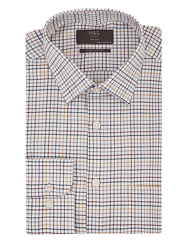 Regular Fit Brushed Cotton Checked Shirt