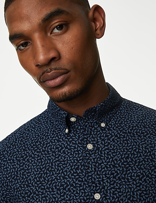 Easy Iron Pure Cotton Print Oxford Shirt