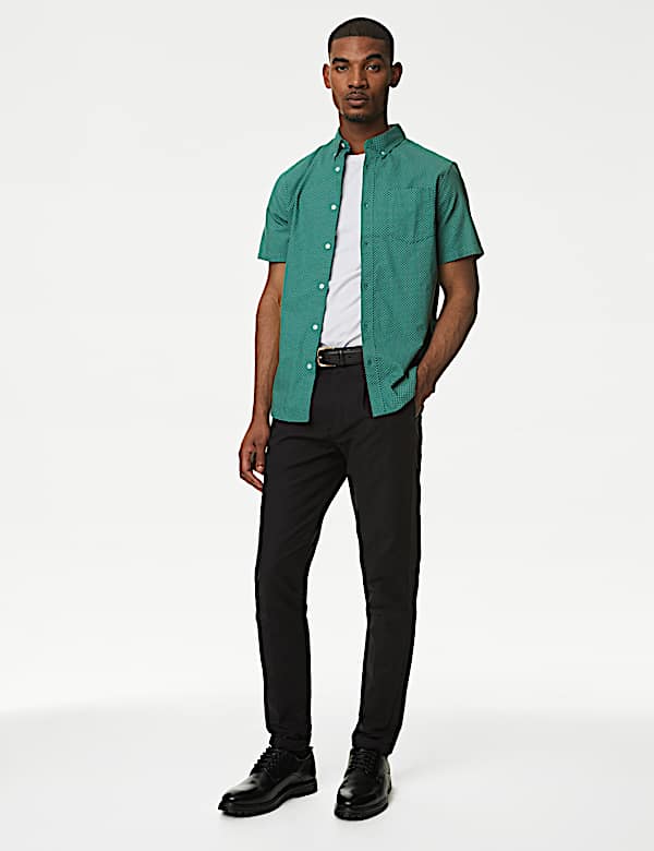 Easy Iron Pure Cotton Print Oxford Shirt - ID