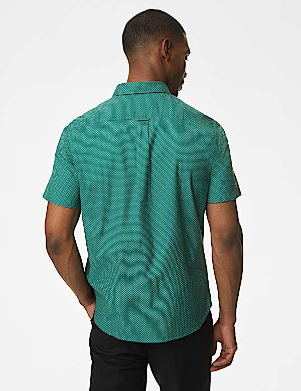 Easy Iron Pure Cotton Print Oxford Shirt - ID