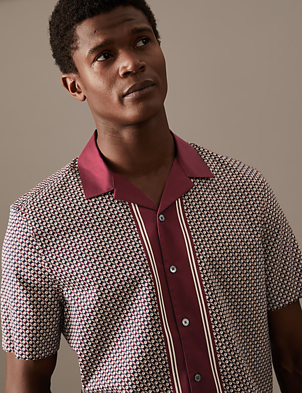 Cotton Rich Border Print Shirt