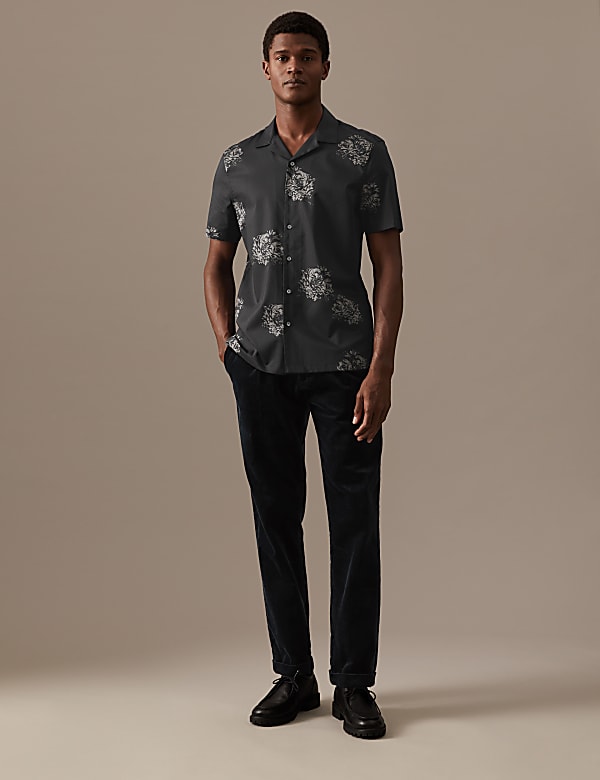 Cotton Rich Floral Cuban Collar Shirt