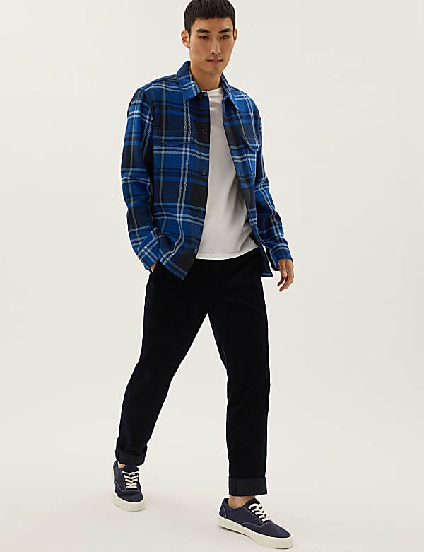 Cotton Blend Check Overshirt