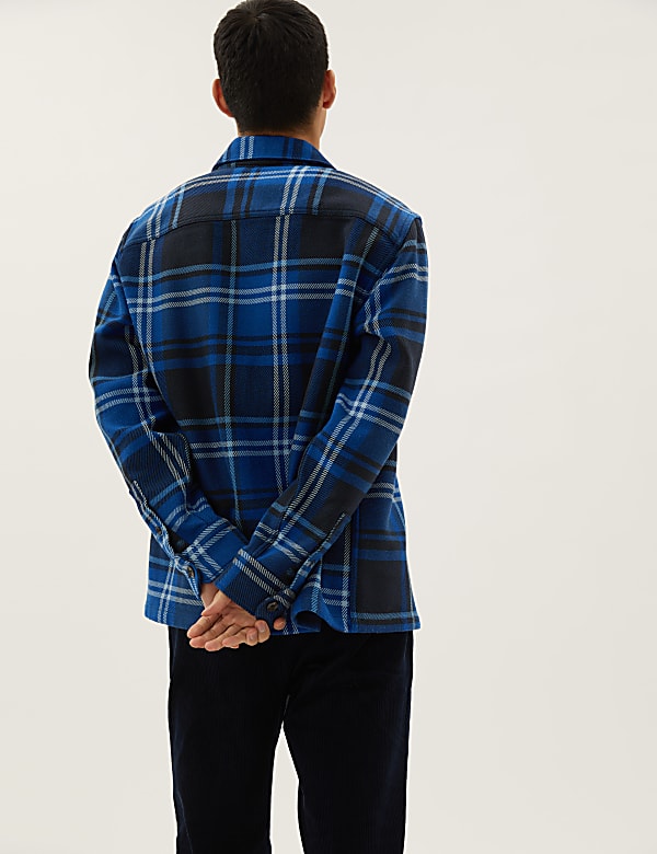 Cotton Blend Check Overshirt