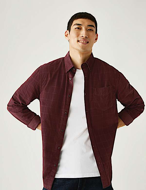 Pure Cotton Corduroy Check Shirt