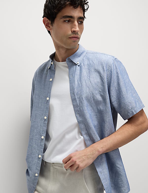 Linen Cotton Short Sleeve Shirt