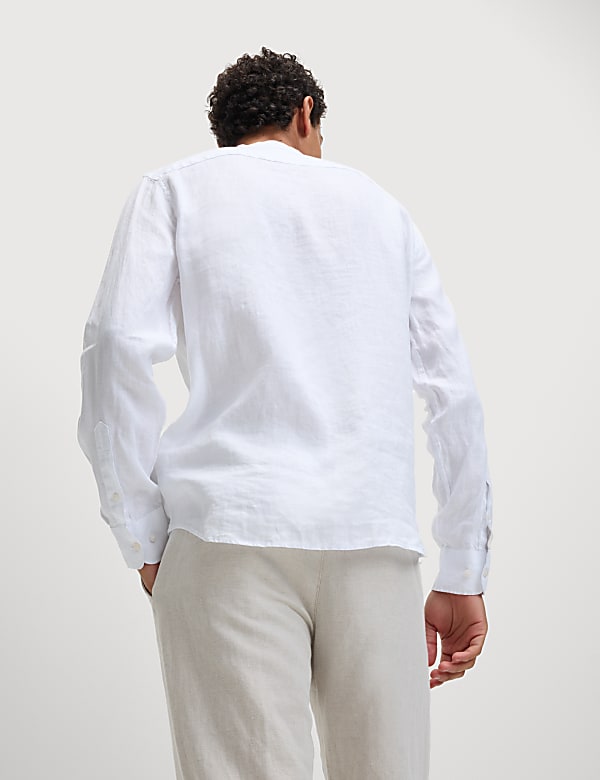 Pure Linen Grandad Collar Shirt