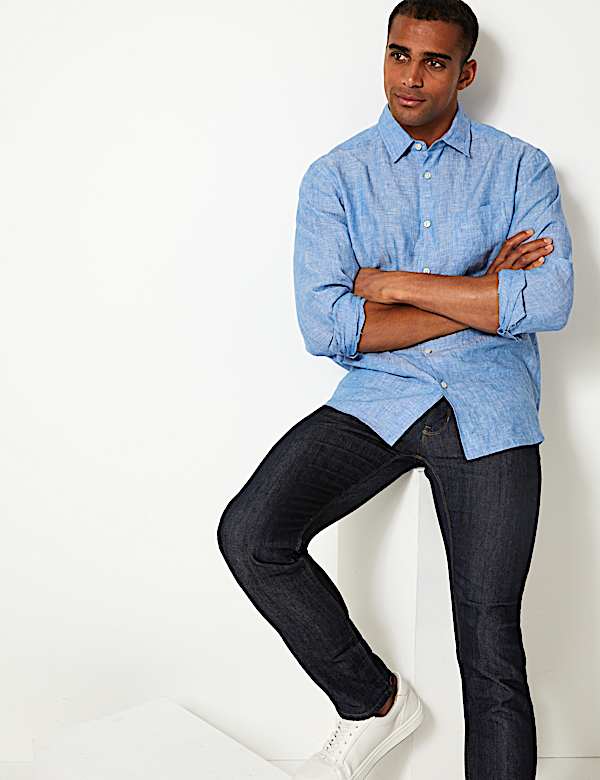 Pure Linen Shirt with Pocket