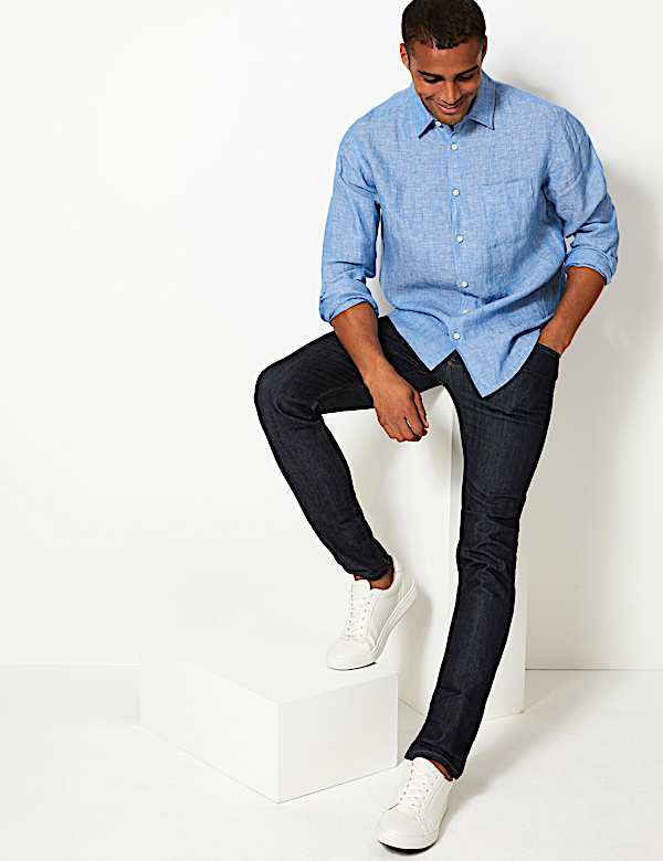 Pure Linen Shirt with Pocket