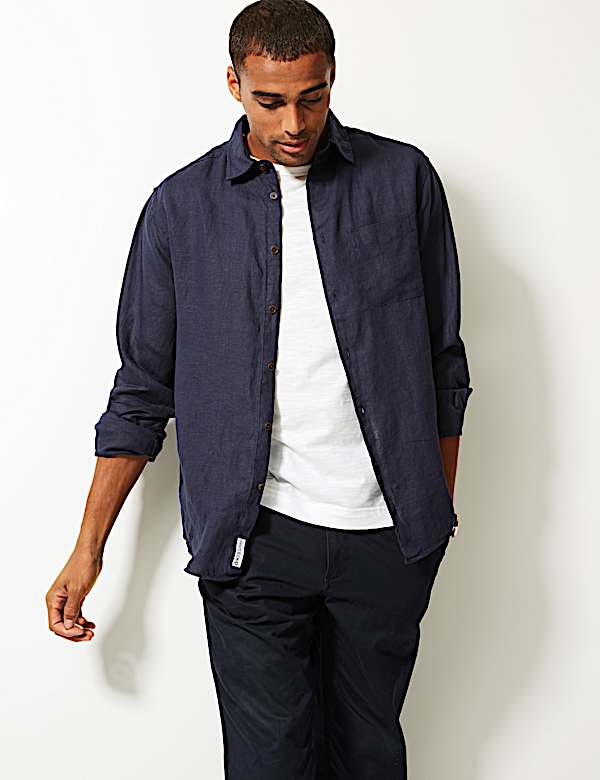 Pure Linen Shirt with Pocket