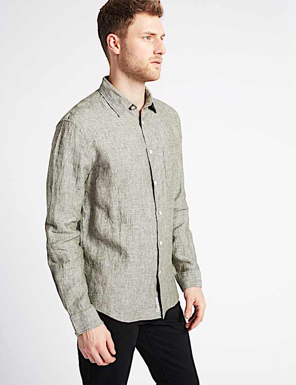 Pure Linen Shirt with Pocket