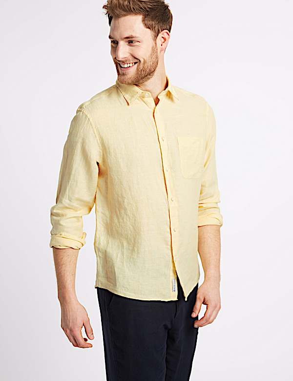 Pure Linen Shirt with Pocket
