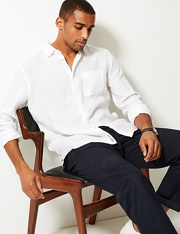 Pure Linen Shirt with Pocket