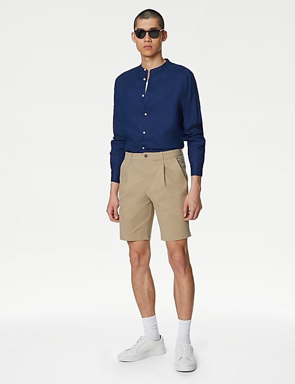 Pure Linen Grandad Collar Shirt