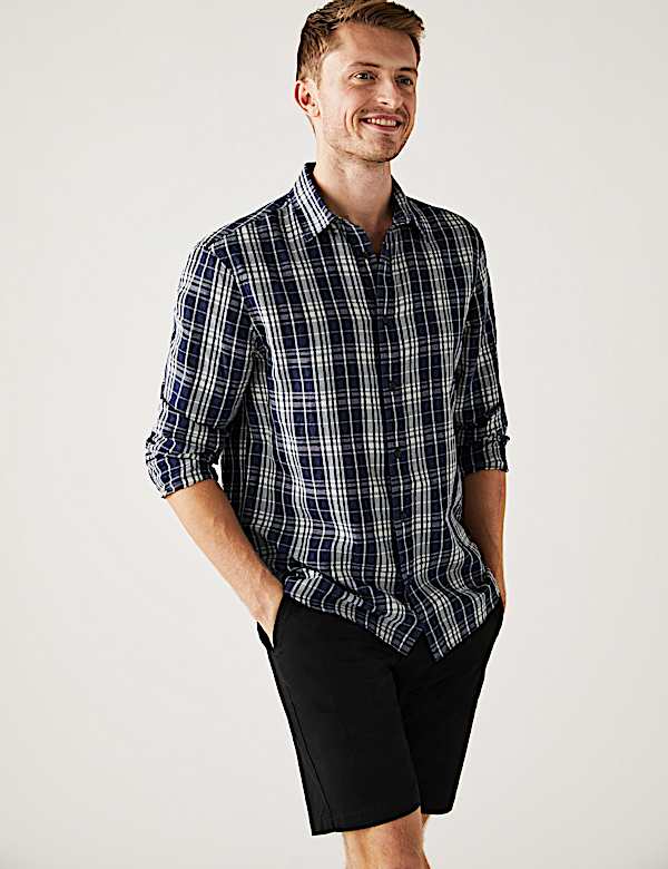 Linen Blend Check Shirt