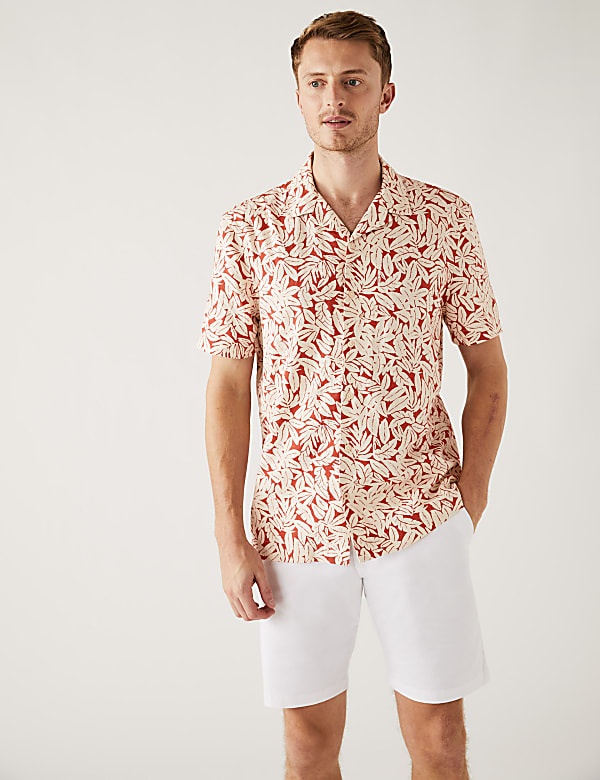 Linen Blend Leaf Print Shirt