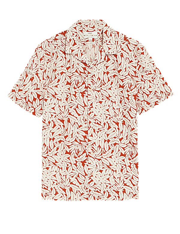 Linen Blend Leaf Print Shirt