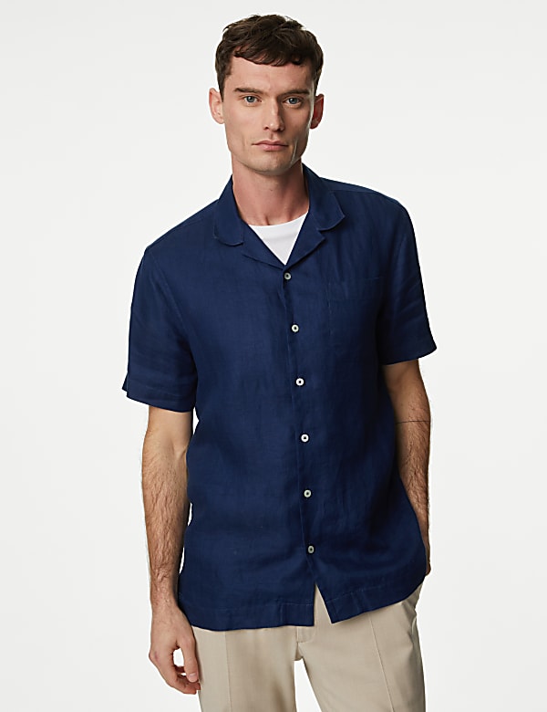 Pure Linen Cuban Collar Shirt