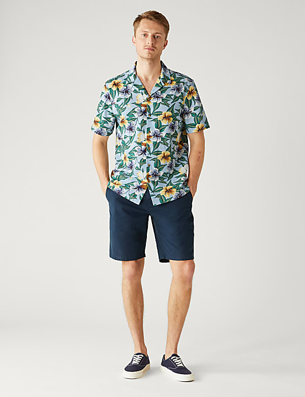 Pure Cotton Floral Cuban Collar Shirt