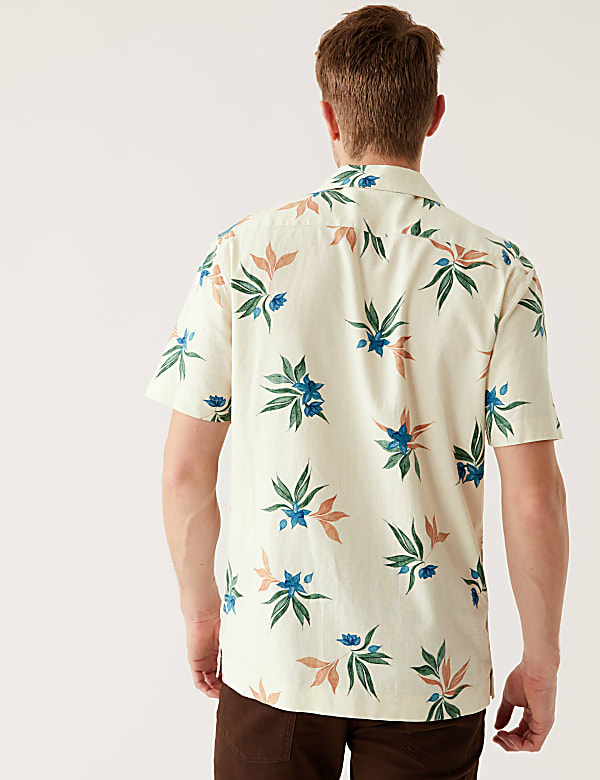 Linen Rich Floral Cuban Collar Shirt