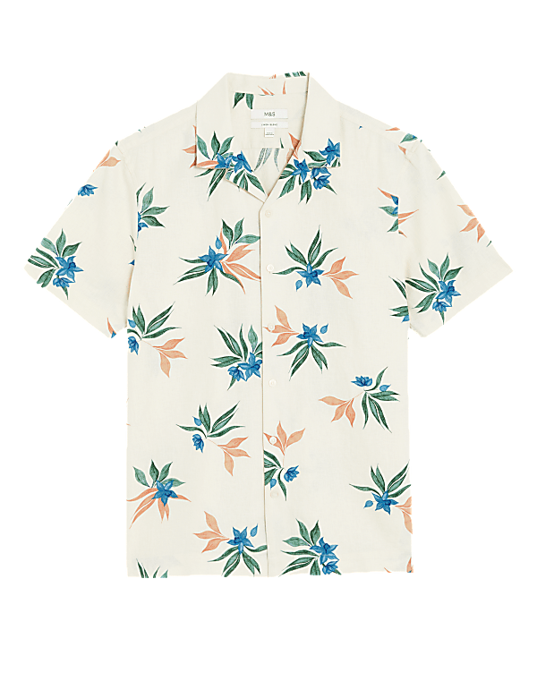 Linen Rich Floral Cuban Collar Shirt