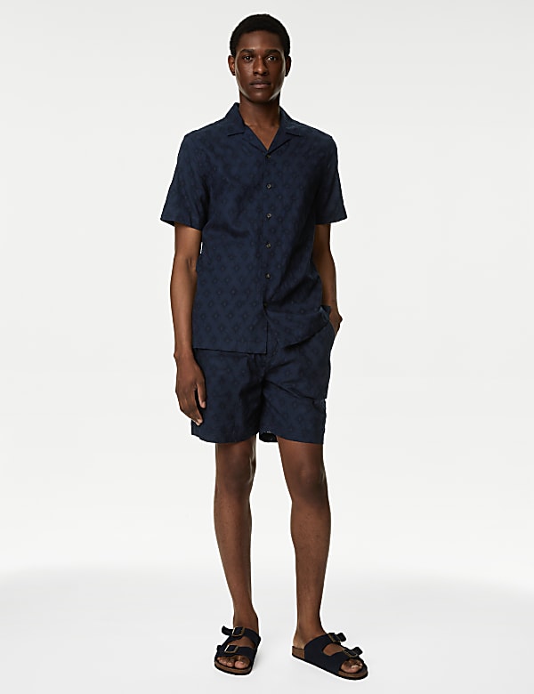 Pure Cotton Textured Cuban Collar Shirt