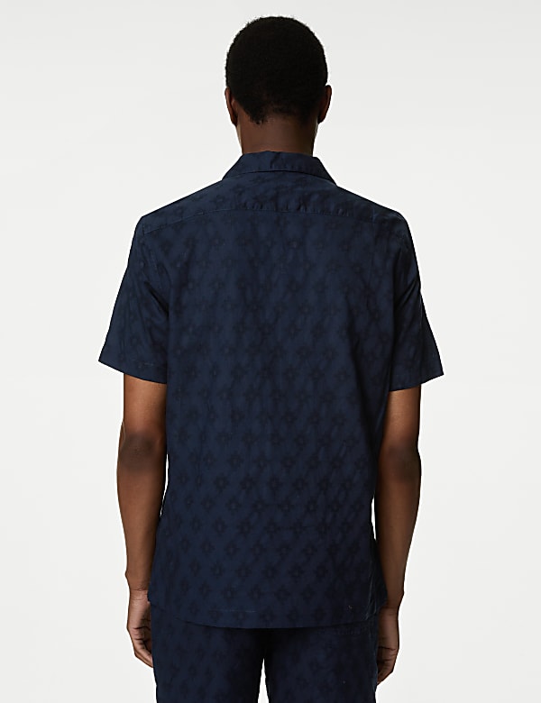 Pure Cotton Textured Cuban Collar Shirt