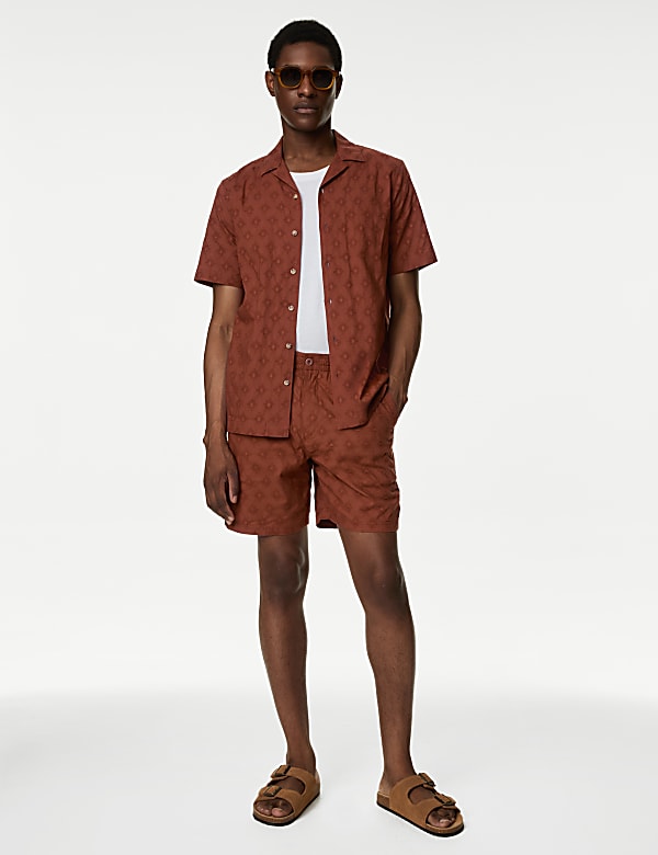 Pure Cotton Textured Cuban Collar Shirt