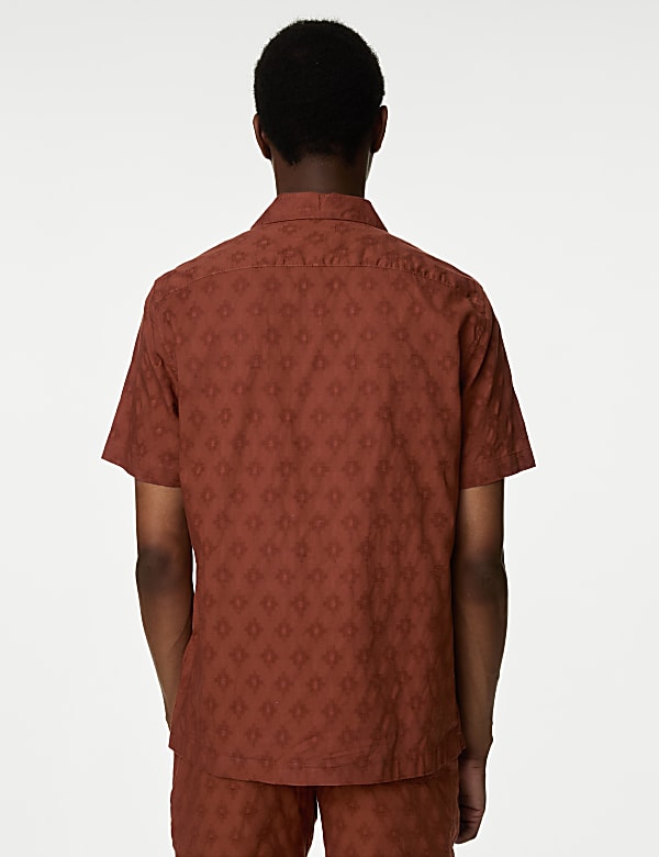 Pure Cotton Textured Cuban Collar Shirt