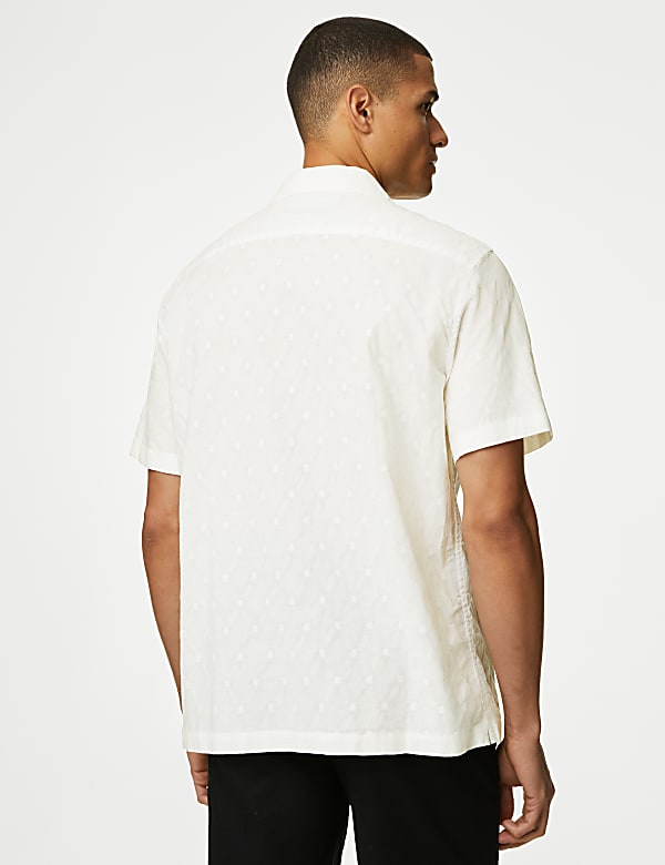 Pure Cotton Textured Cuban Collar Shirt