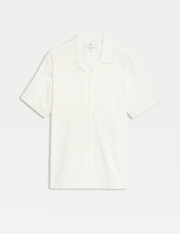Pure Cotton Textured Cuban Collar Shirt - IT