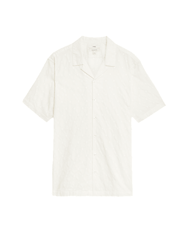 Pure Cotton Textured Cuban Collar Shirt