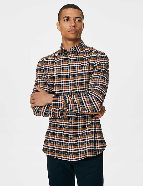 Easy Iron Pure Cotton Check Oxford Shirt