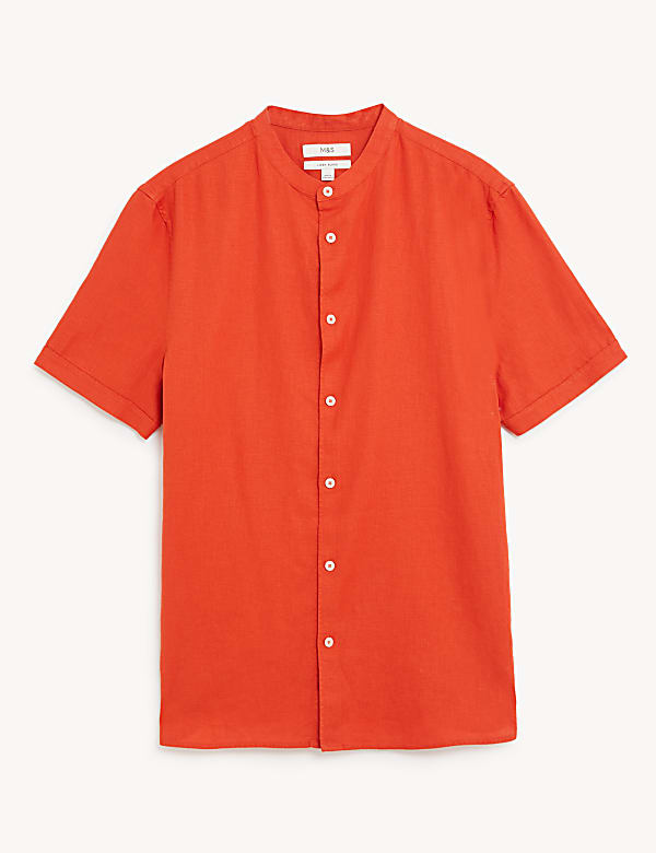 Linen Rich Grandad Collar Shirt