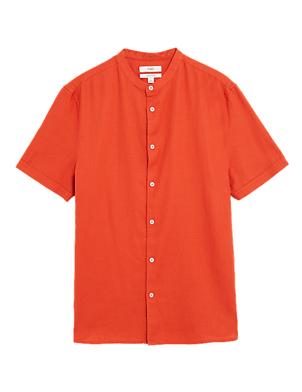 Linen Rich Grandad Collar Shirt