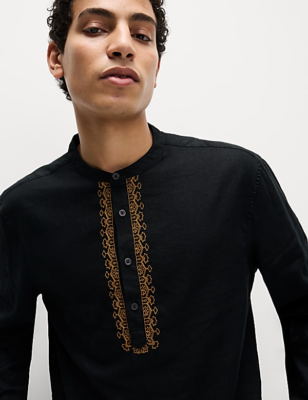 Easy Iron Linen Rich Embroidered Kurta - IS