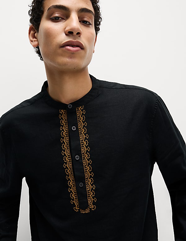 Easy Iron Linen Rich Embroidered Kurta - US