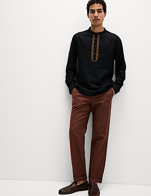 Easy Iron Linen Rich Embroidered Kurta - AU